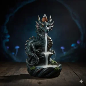 Intricately carved dragon backflow burner, creating a dramatic smoke effect, certainly one of the coolest incense holders for a fantasy aesthetic.