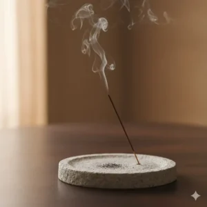 Minimalist stone plate incense burner stand which provides a stable and heat-resistant base for all incense types.