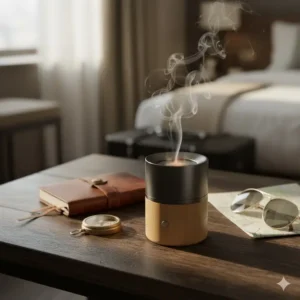 Compact and portable cool incense burner made of metal, ideal for travel or small office spaces.