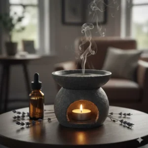 A traditional soapstone tealight candle setup for those who love incense and oil burners.