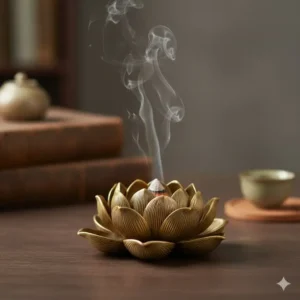 Antique vintage brass lotus which is among the coolest incense burners for classic decor.