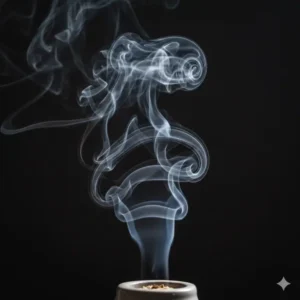 Illustration 5: Close-up shot of the swirling patterns of incense burner smoke.