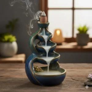 A small, glazed ceramic cone holder with a removable lid, sitting next to a pile of fragrant cones, counted among the awesome incense burners.