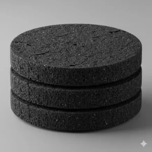 Close-up illustration showing the porous texture of high-quality charcoal discs.