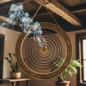 A circular metal holder specifically made for coil incense burner types to ensure safe and long burning.