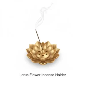 A golden lotus flower plate with multiple holes for different types of incense holders.