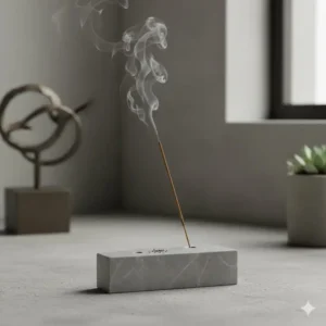 A modern geometric marble beautiful incense holder crafted from solid gray stone.