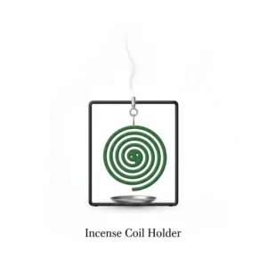 A black metal coil stand specifically designed for spiral types of incense holders.