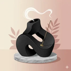 Handcrafted abstract ceramic contemporary incense holders with a matte black finish.