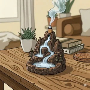 A cool incense holder with a handmade ceramic mushroom design and colorful glazed details.