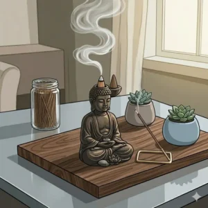 Zen Buddha meditation figure incorporated into unique incense burners for a peaceful home.