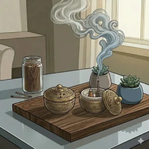 Portable brass travel case version of unique incense burners for fragrance on the go.