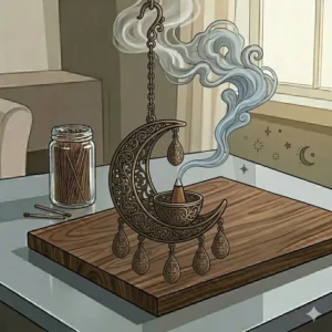 Hanging celestial moon aesthetic for wall-mounted unique incense burners.