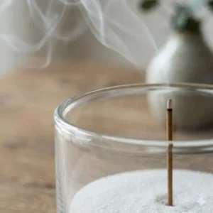 Close-up shot showing the durable and thick rim of a heat-resistant glass incense burner bowl.