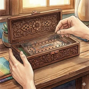 A person selecting a natural aromatic stick while learning how to use incense box for aromatherapy.