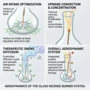 Illustration 4: Visual representation of the therapeutic smoke path inside a cylindrical glass incense burner.