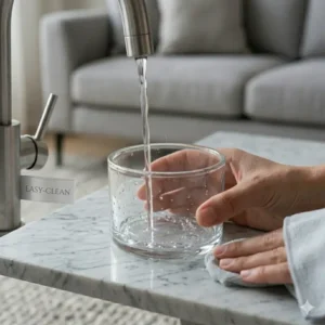 Using water to easily clean and maintain a transparent glass incense burner bowl.