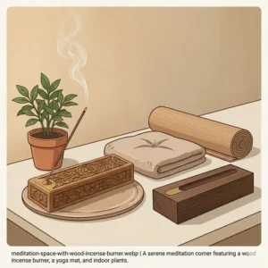 An illustration showing how to easily remove ash from a wood incense burner for maintenance.