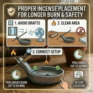 Proper indoor placement guide to safely maximize how long does an incense stick burn.