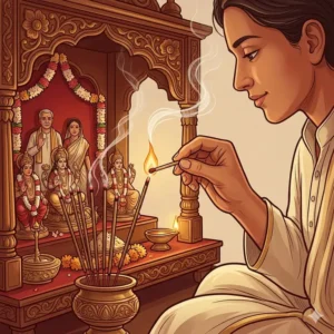 A safety demonstration of lighting incense and placing it securely in a professional ash catcher.