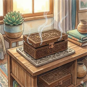 Placing the burner on a stable heat-resistant surface, an essential part of how to use incense box.