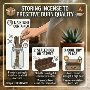 Airtight storage solutions to preserve the quality and how long does an incense stick burn.