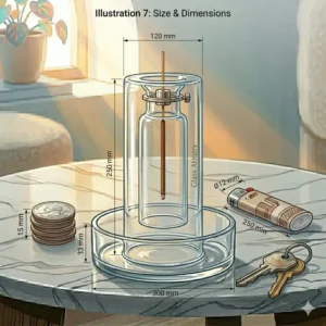 A person rinsing a clear glass incense holder tray under water to show easy cleaning.